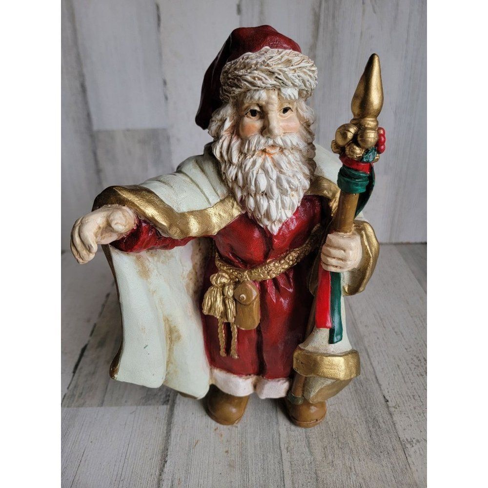 Rustic Santa‎ Claus staff figure white Cape Unique Home Xmas decor